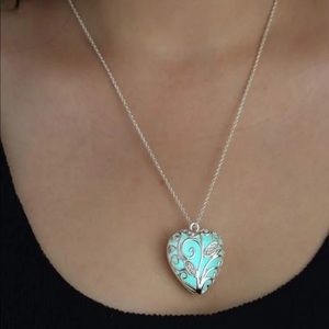 Glow in the Dark Heart Charm silver necklace
